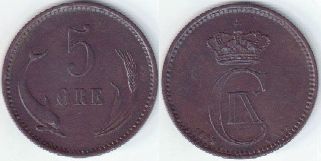 1899 Denmark 5 Ore (gVF) A003714
